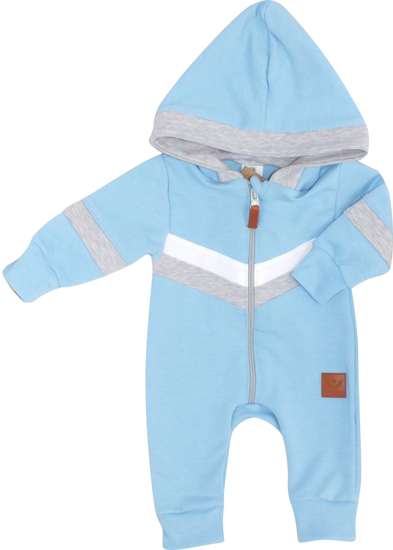 Z&Z Bavlněný kojenecký overal na zip s pruhy SPORT - modrý vel. 62 Z&Z