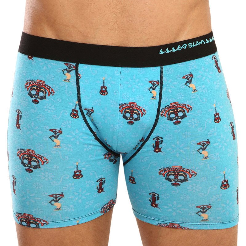 69SLAM Pánské boxerky fit bamboo day of the dead (MPBDOF-BB) M 69SLAM