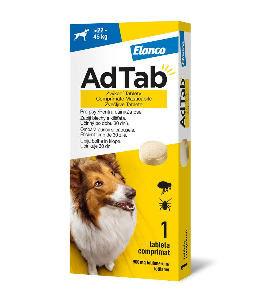 AdTab Žvýkací tablety pro psy>22-45 kg 900 mg 1 tableta AdTab