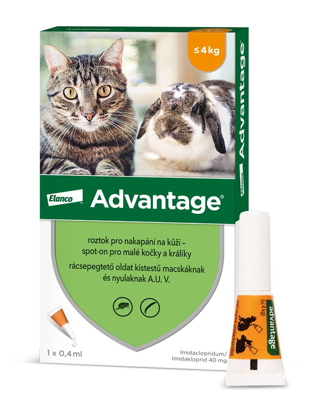 Advantage Roztok pro nakapání na kůži spot-on pro malé kočky a králíky 40 mg 1x0