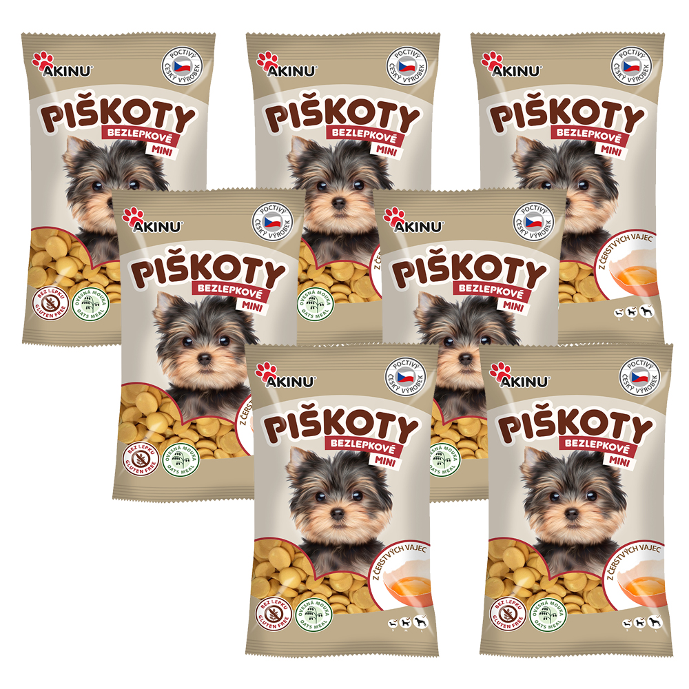 Akinu Bezlepkové Mini piškoty pamlsek pro psy 7 x 120 g Akinu