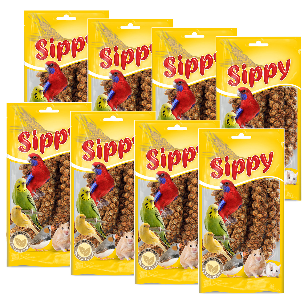 Akinu Senegalské proso v klasech doplňkové krmivo pro ptáky a hlodavce 8 x 100 g Akinu