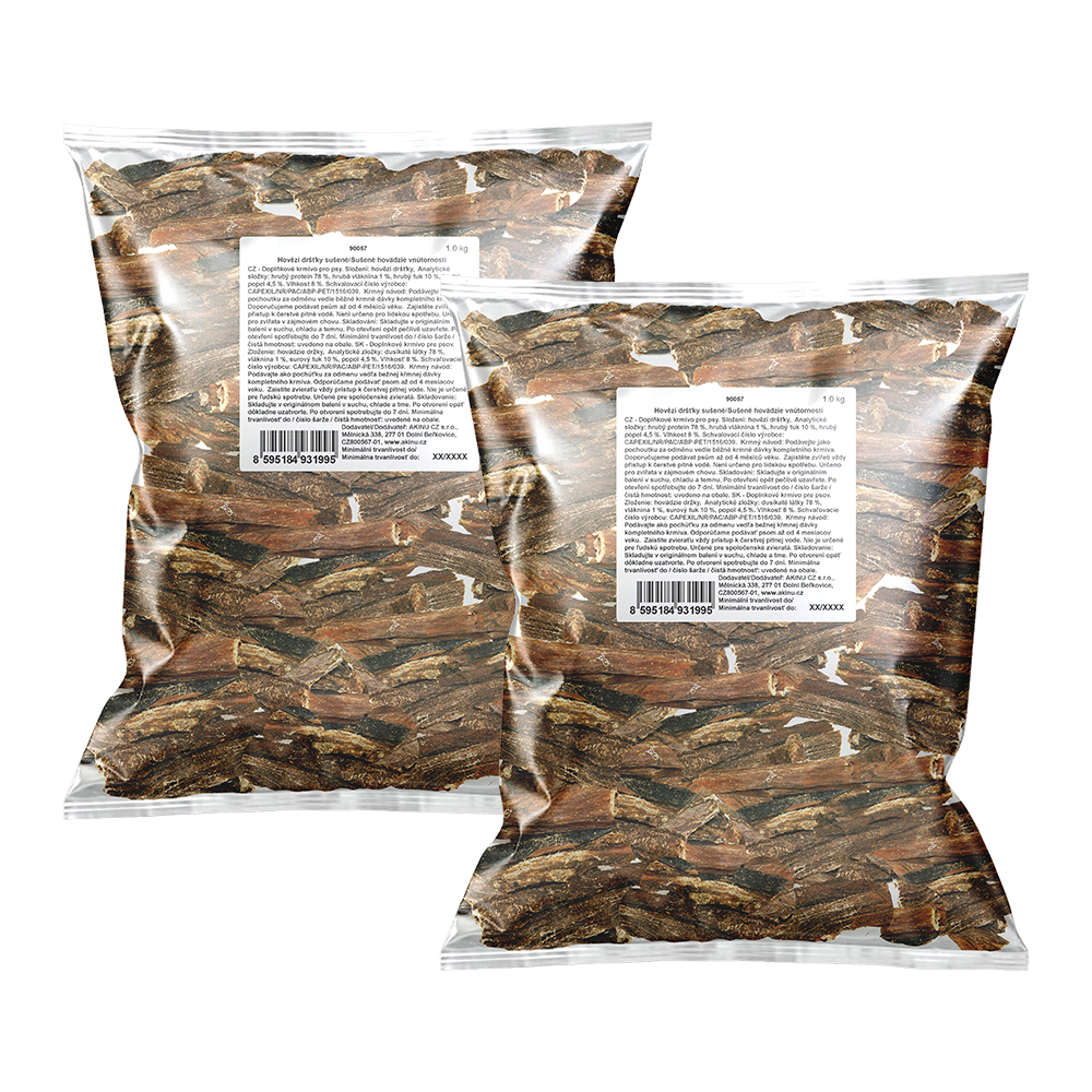 Akinu hovězí dršťky pamlsek pro psy 4-15 cm 2 x 1 kg Akinu