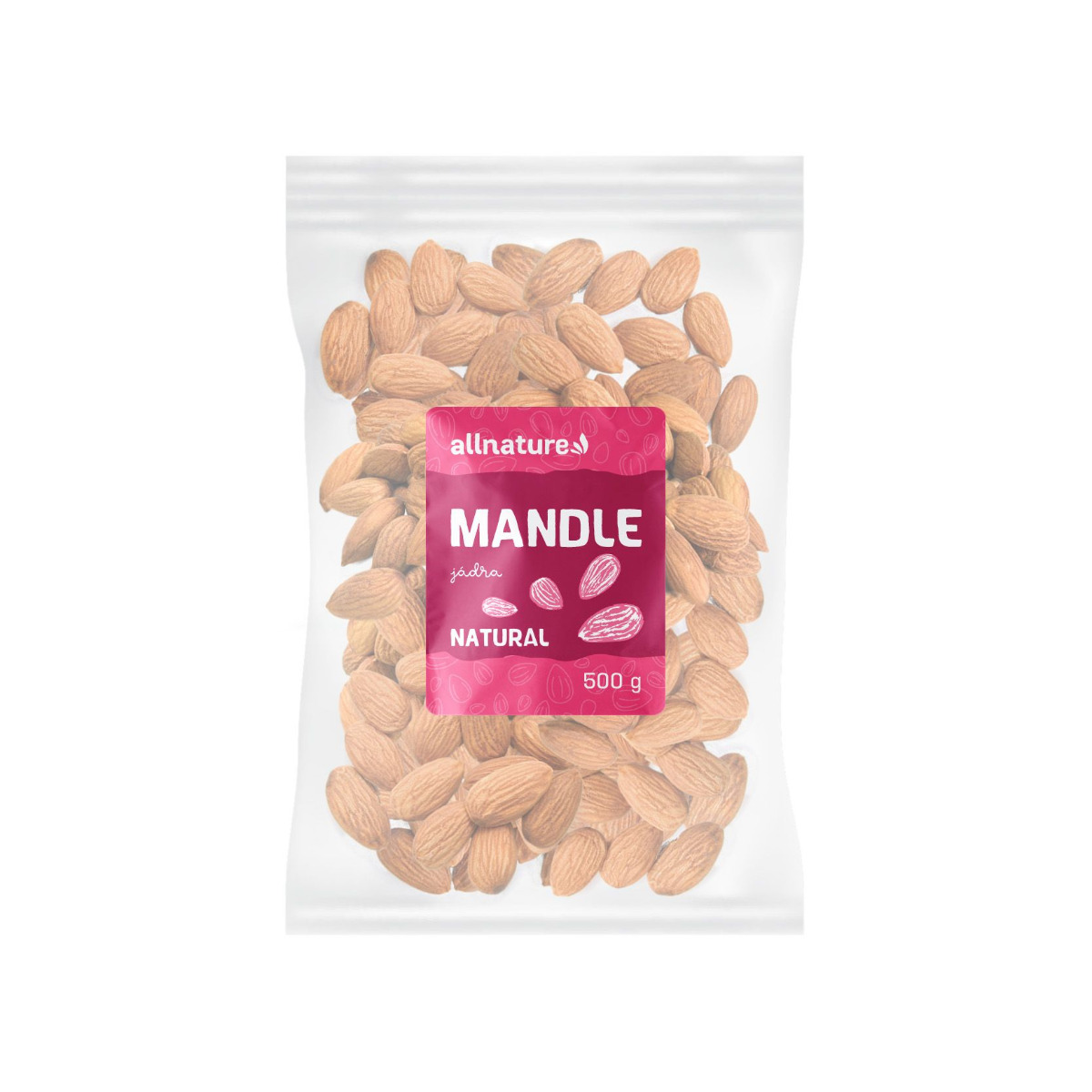 Allnature Mandle natural jádra 500 g Allnature
