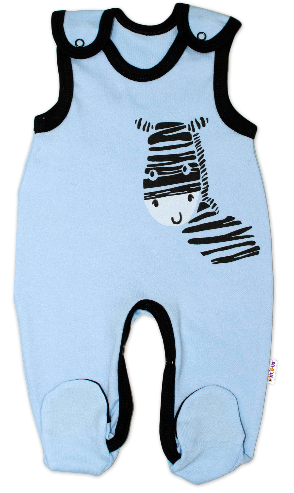 Baby Nellys Kojenecké bavlněné dupačky Zebra - modré Baby Nellys