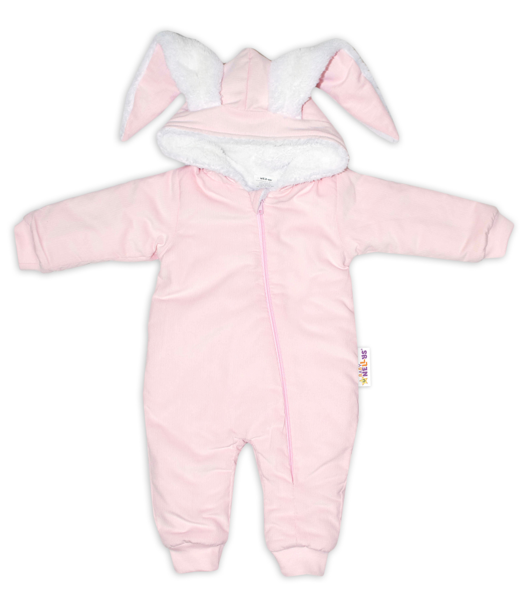 Baby Nellys Manšestrová kombinézka/overálek s kožíškem Cute Bunny - růžová vel. 68/74 Baby Nellys