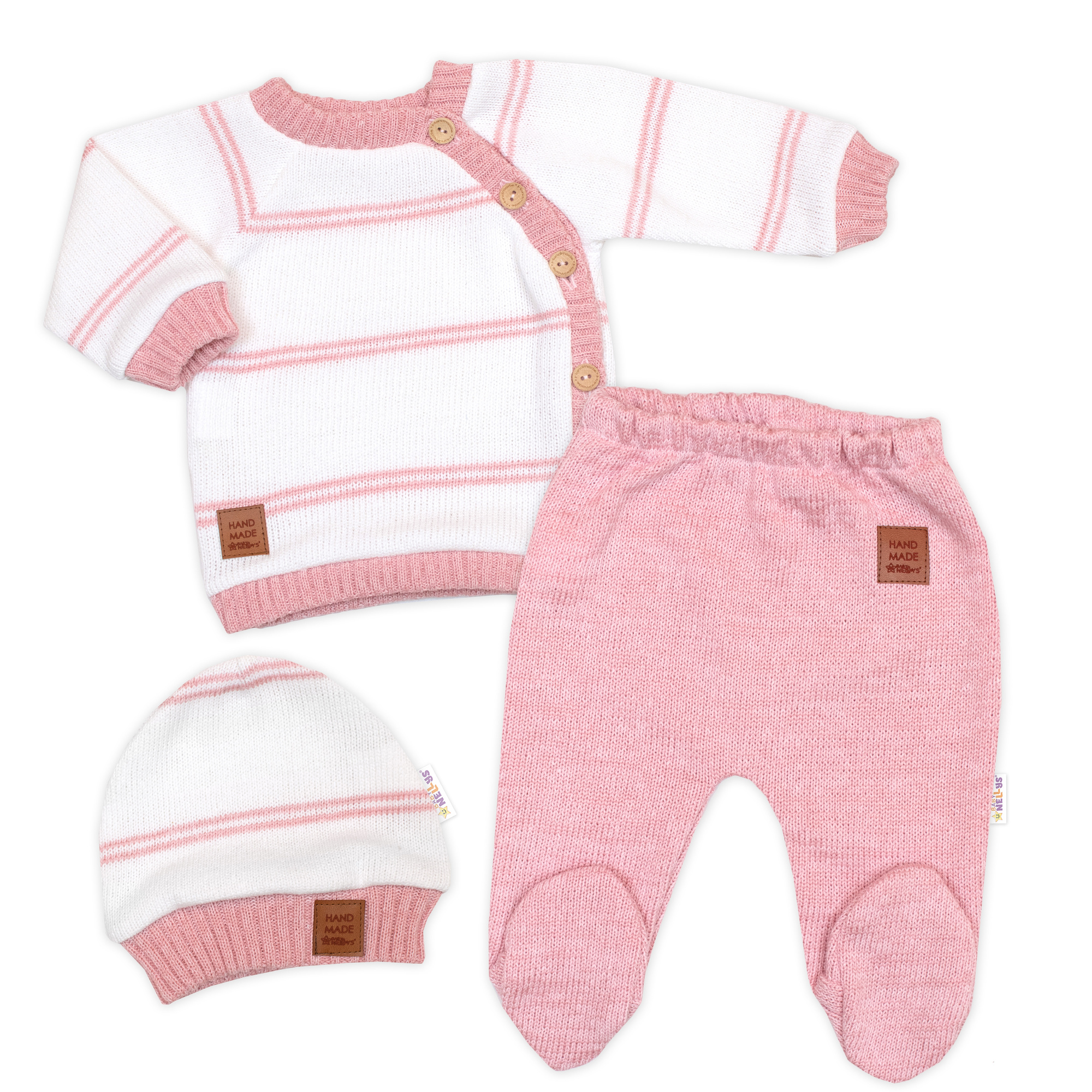 Baby Nellys Pletená sada s jemným proužkem 3D