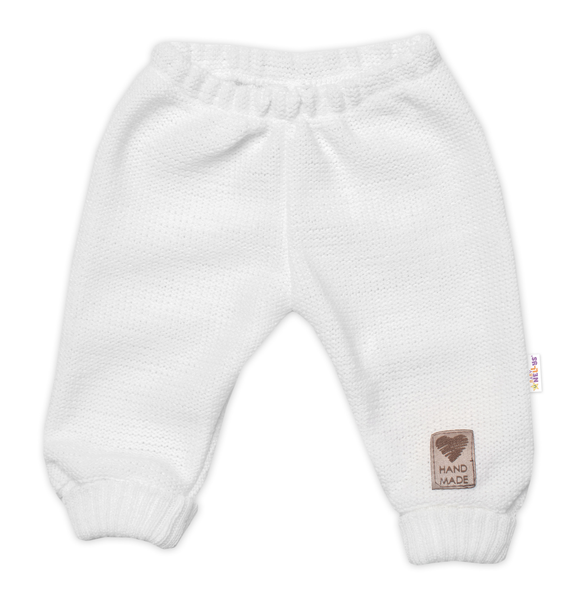 Baby Nellys Pletené kojenecké kalhoty Hand Made bílé Baby Nellys