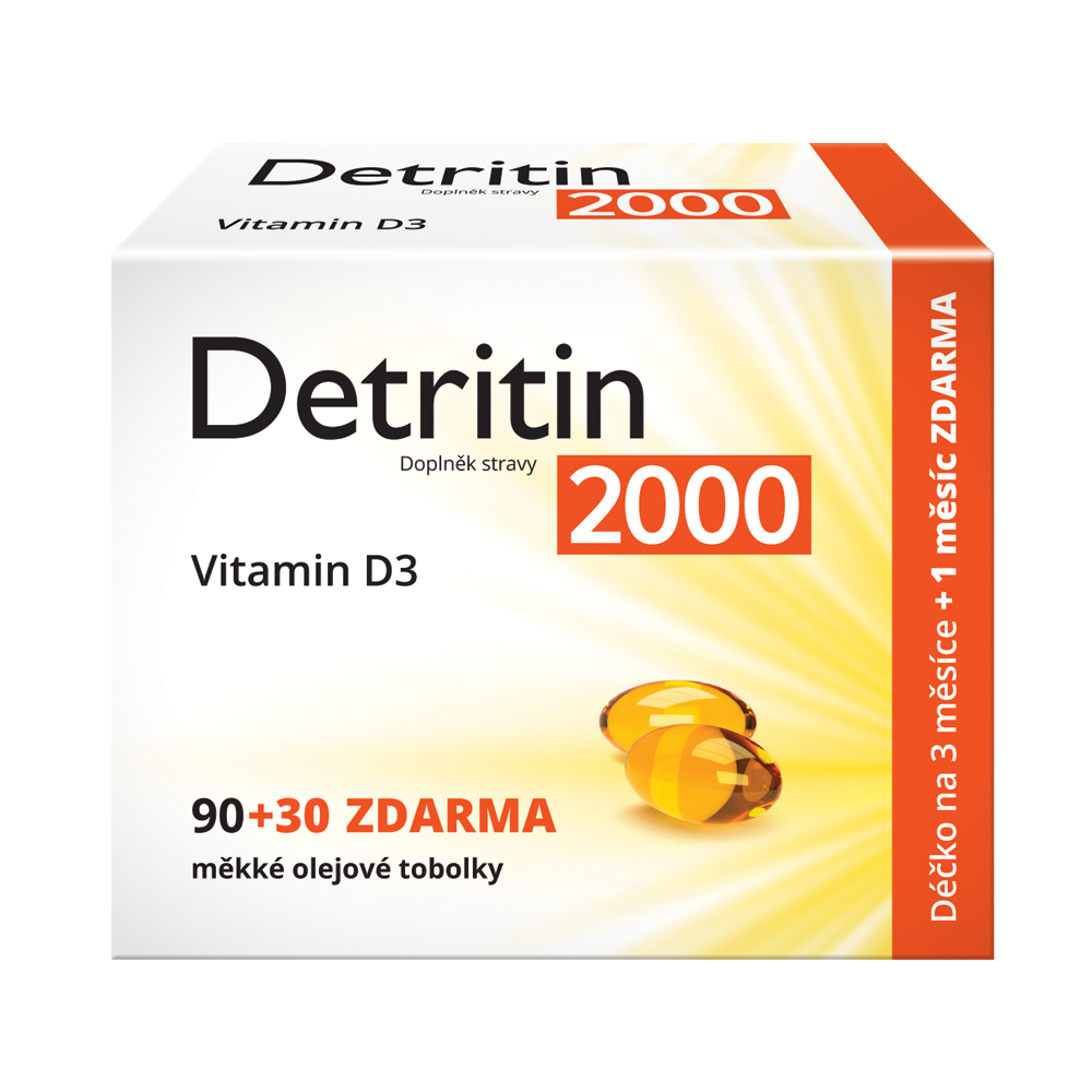 Detritin Vitamin D3 2000 IU 90+30 měkkých tobolek Detritin