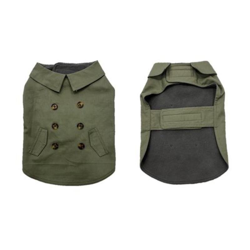Duvo+ vesta pro psy na styl trenčkotu XL 70cm zelená Duvo+