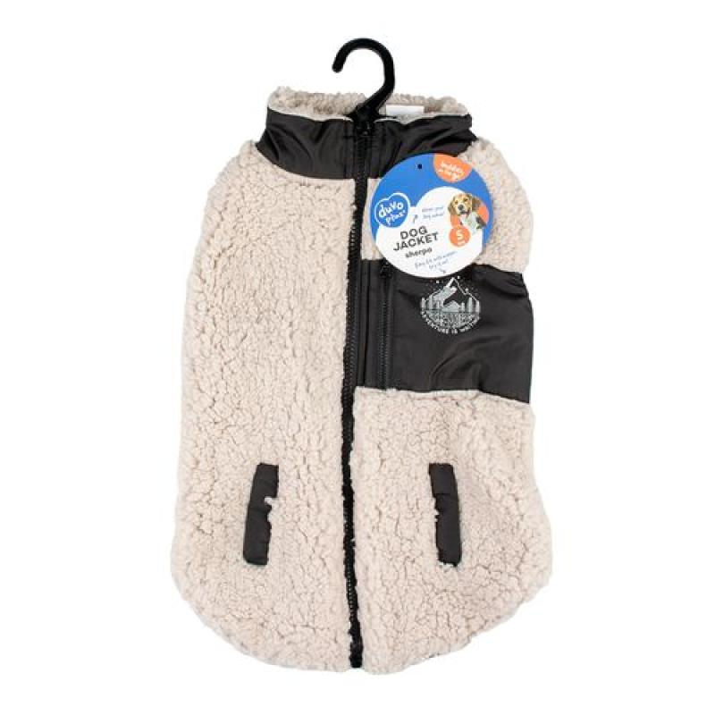 Duvo+ zimní bunda z ovčí kožešiny pro psy XL 70cm bílá/černá Duvo+