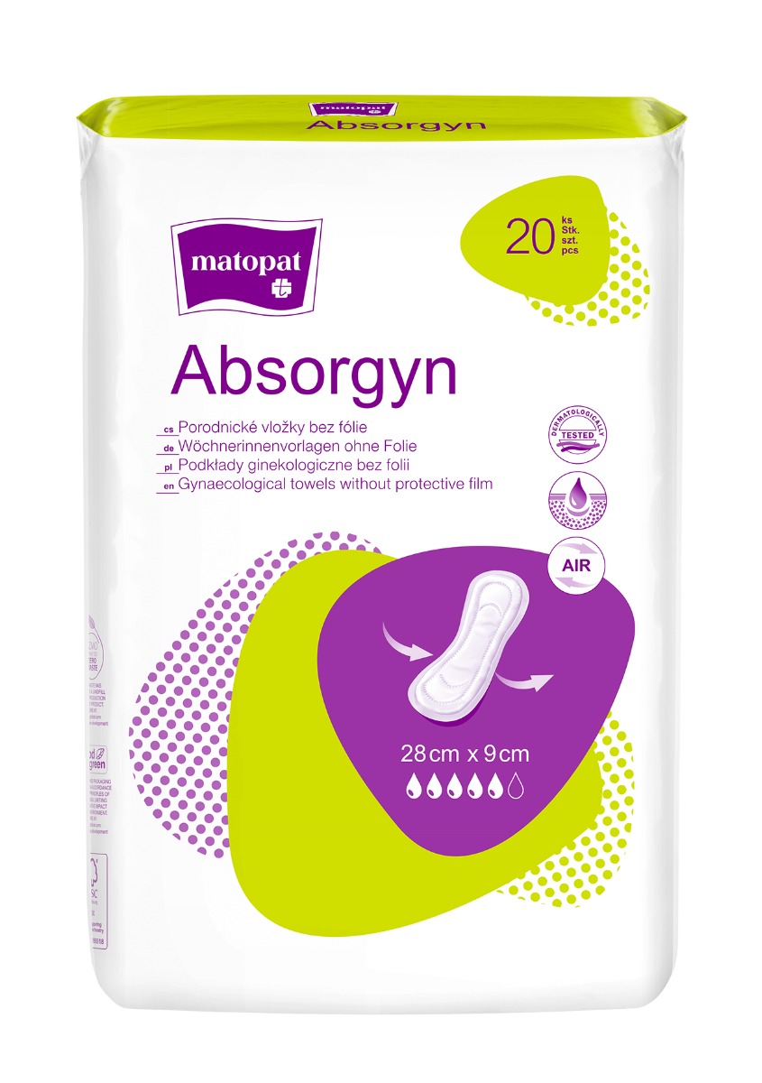 Matopat Absorgyn 28 x 9 cm porodnické vložky bez fólie 20 ks Matopat
