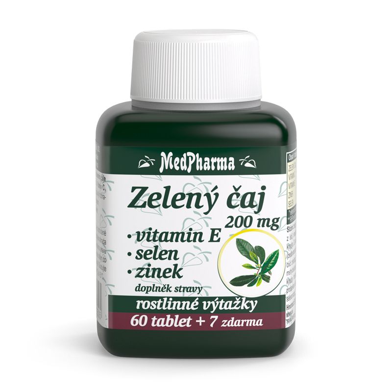 MedPharma Zelený čaj + vitamin E + Selen + Zinek 67 tablet MedPharma