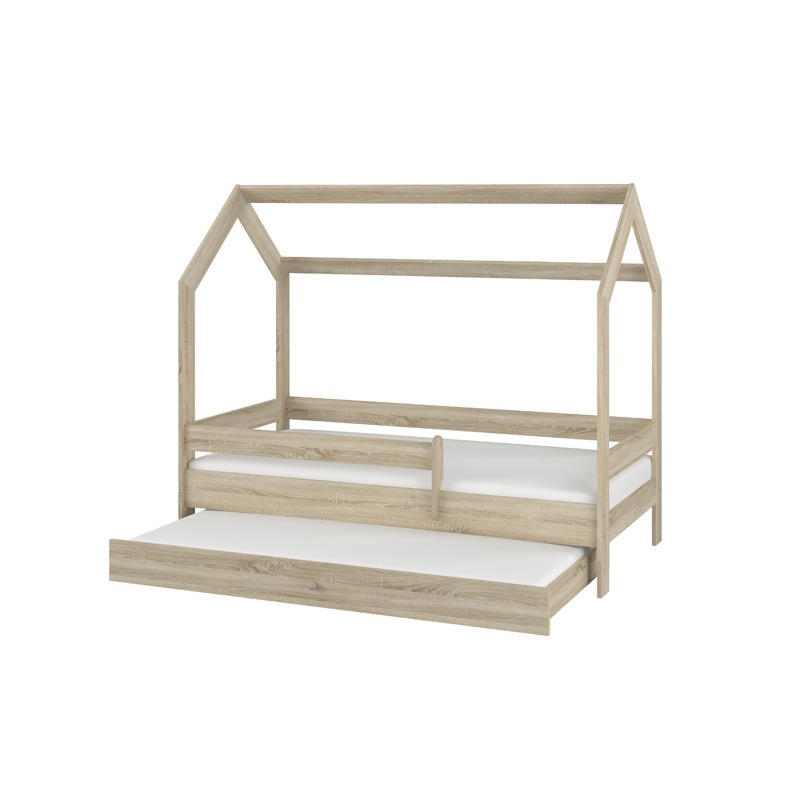 NELLYS Dětská postel Domeček s výsuvnou přistýlkou 180 x 80 cm - Dub Sonoma NELLYS