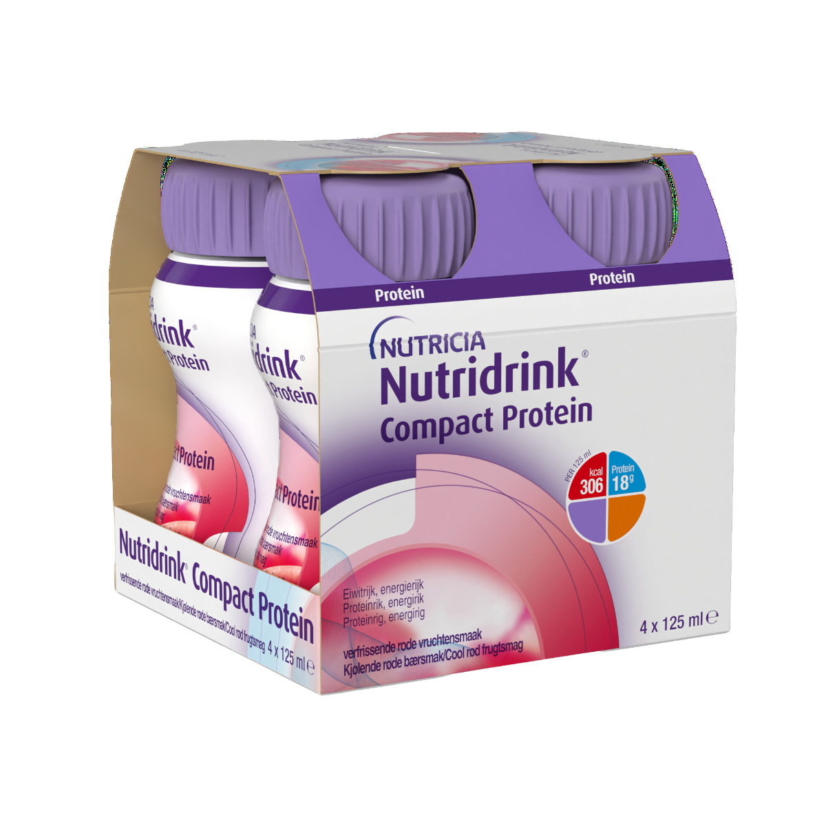Nutridrink Compact Protein s příchutí chladivého červeného ovoce 4x125 ml Nutridrink