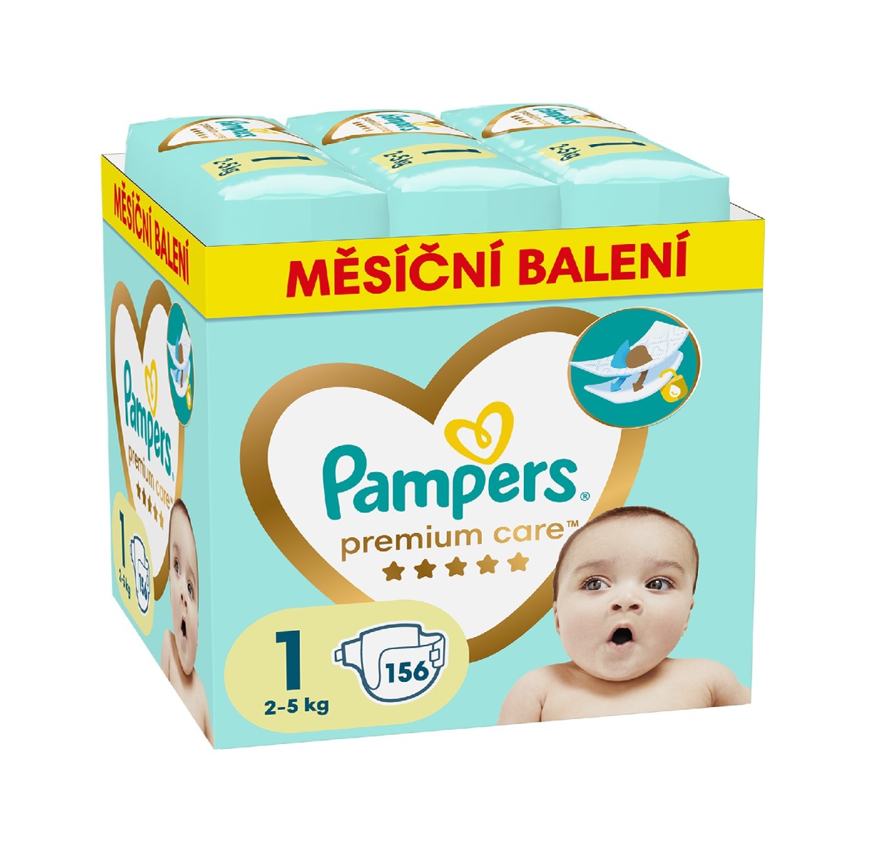 Pampers Monthly Box vel. 1 2–5 kg dětské pleny 156 ks Pampers