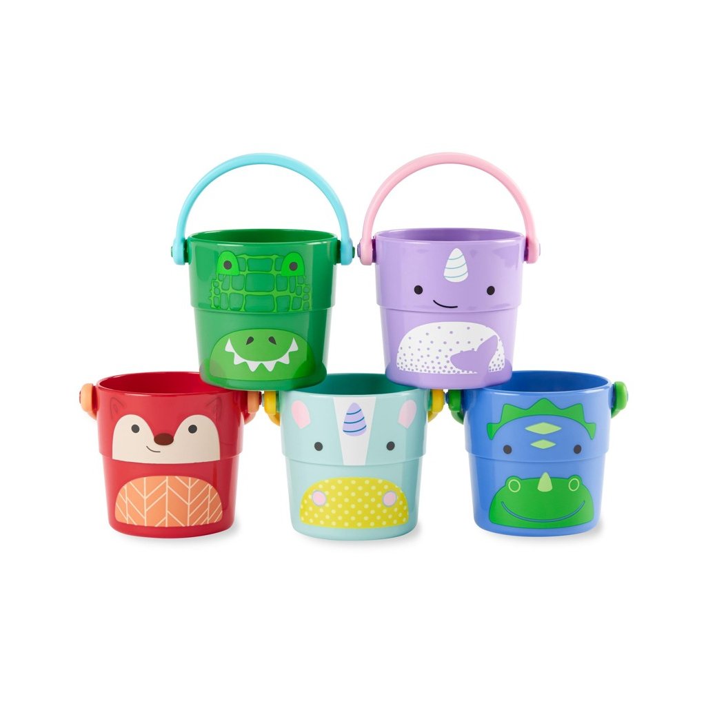 SKIP HOP Zoo hračka do vody kbelíky Stack&Pour 5ks 9m+ SKIP HOP
