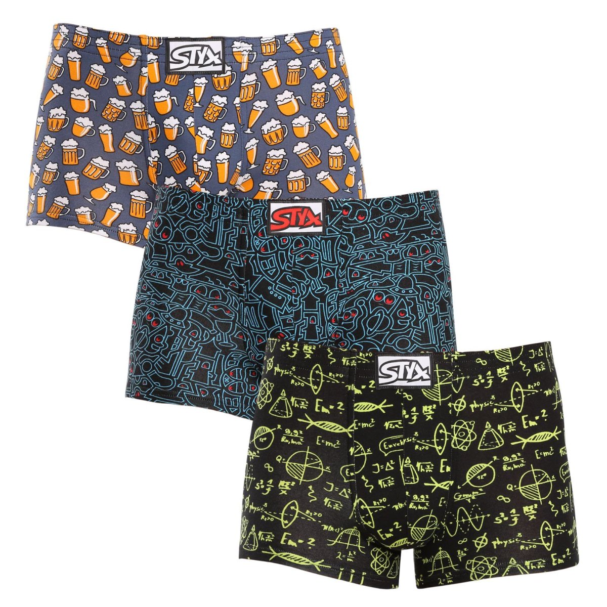Styx 3PACK pánské boxerky art klasická guma vícebarevné (3Q12672) S Styx