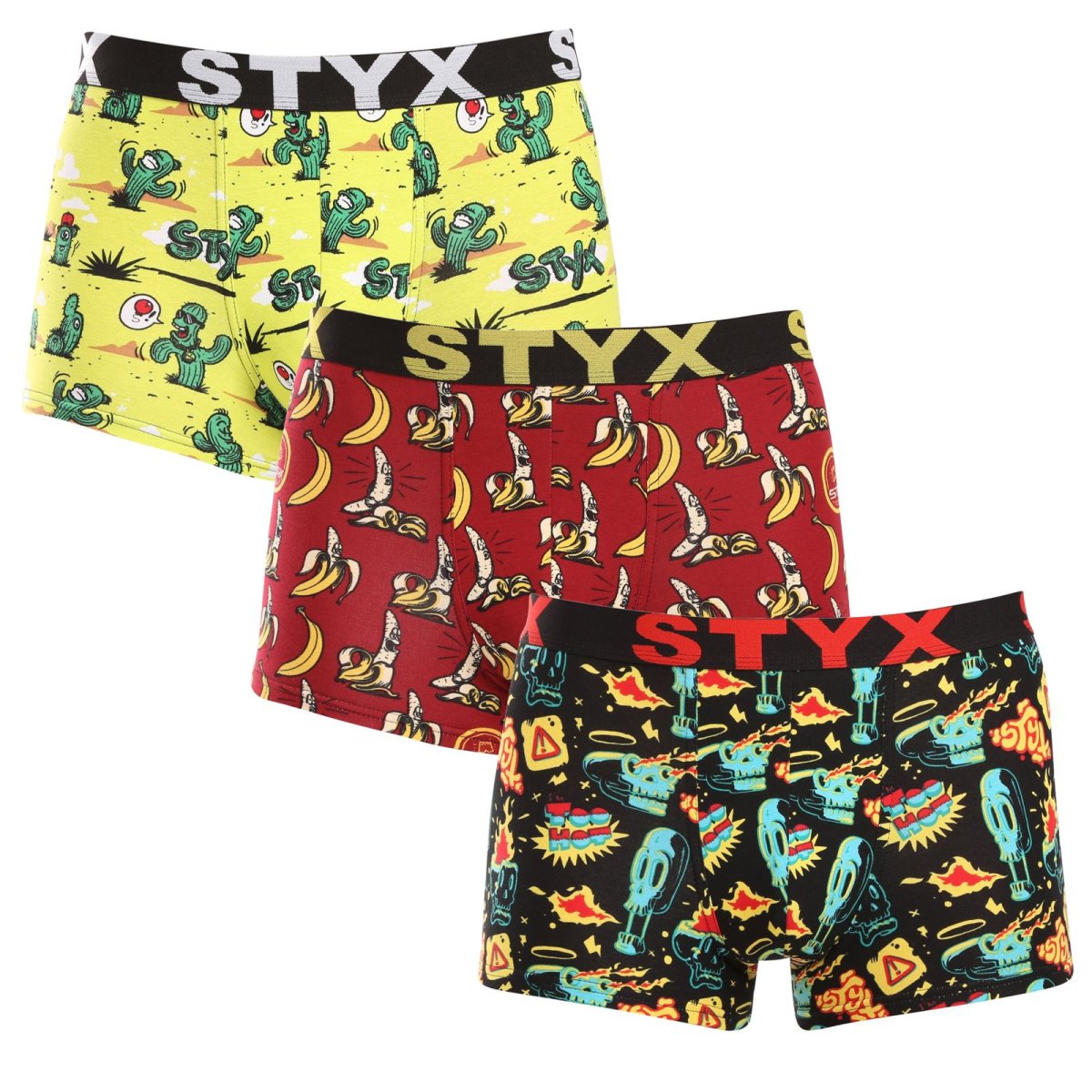Styx 3PACK pánské boxerky art sportovní guma vícebarevné (3G13198) L Styx