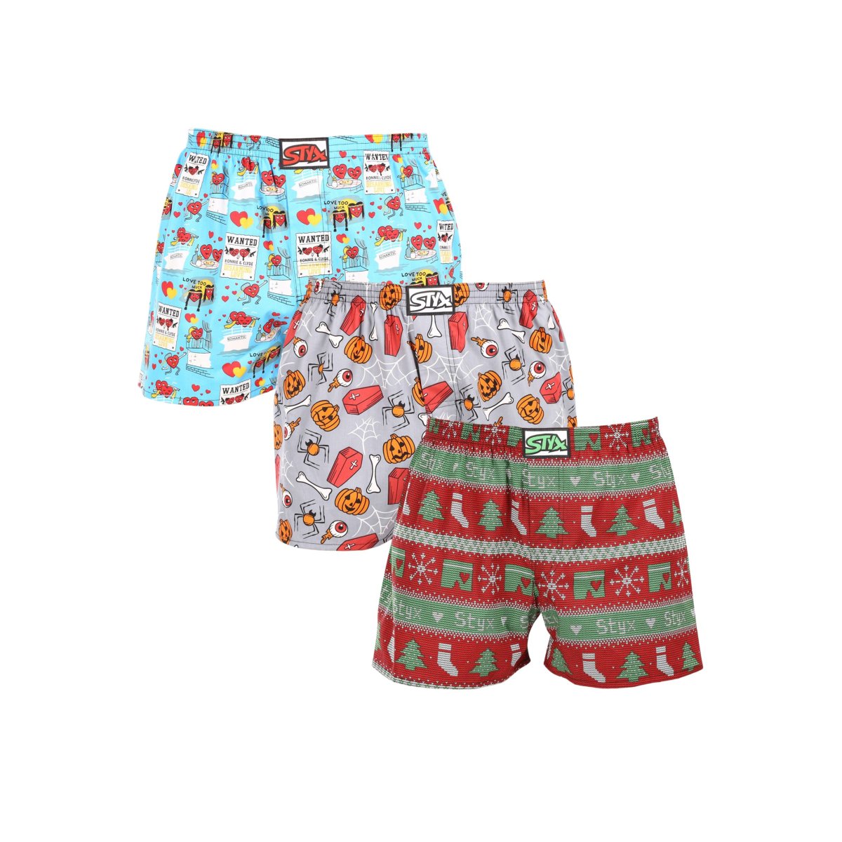 Styx 3PACK pánské trenky art klasická guma vícebarevné (3A16826) M Styx