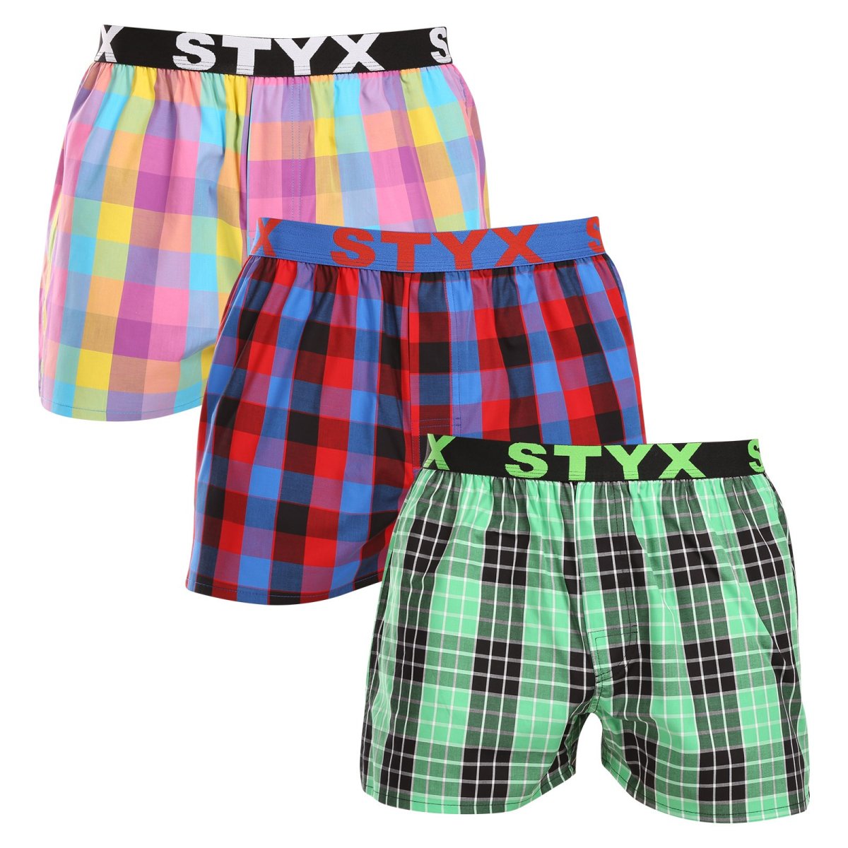 Styx 3PACK pánské trenky sportovní guma vícebarevné (3B102729) L Styx