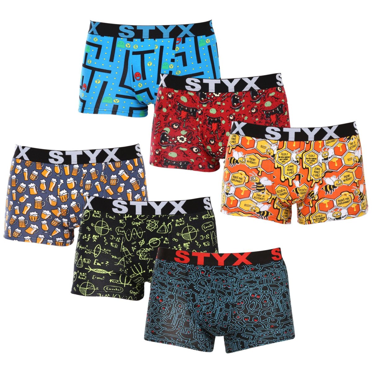 Styx 6PACK pánské boxerky art sportovní guma vícebarevné (6G12697124/2) XL Styx