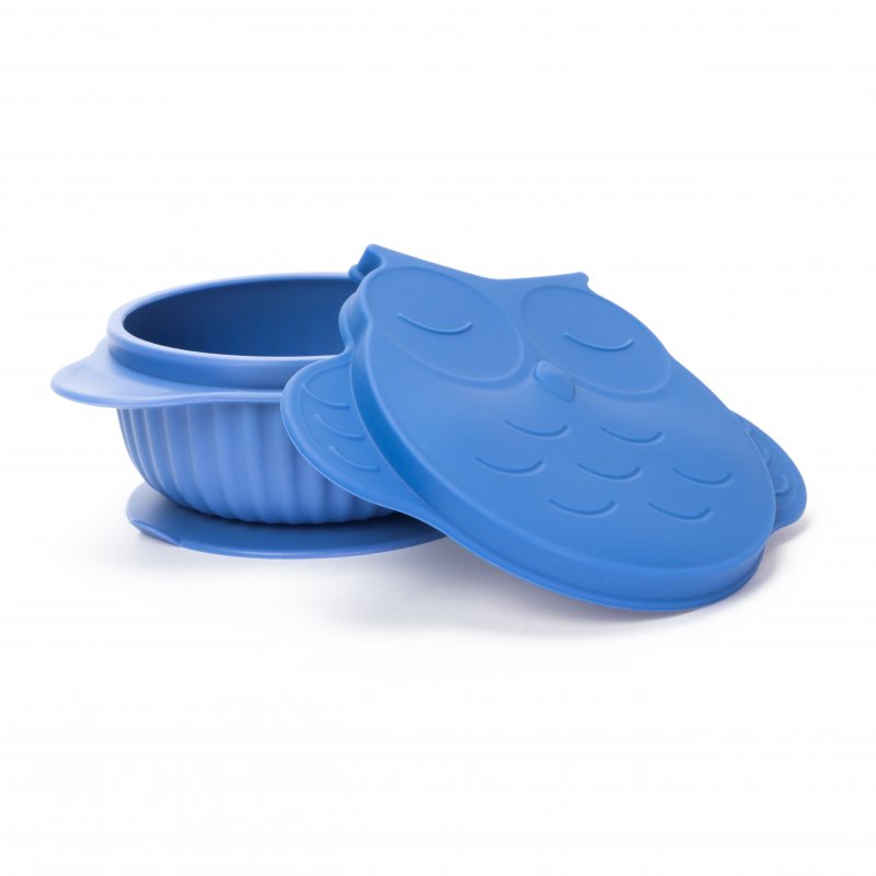 innoGIO silikonová miska s víčkem GIOfresh Owl Blue innoGIO