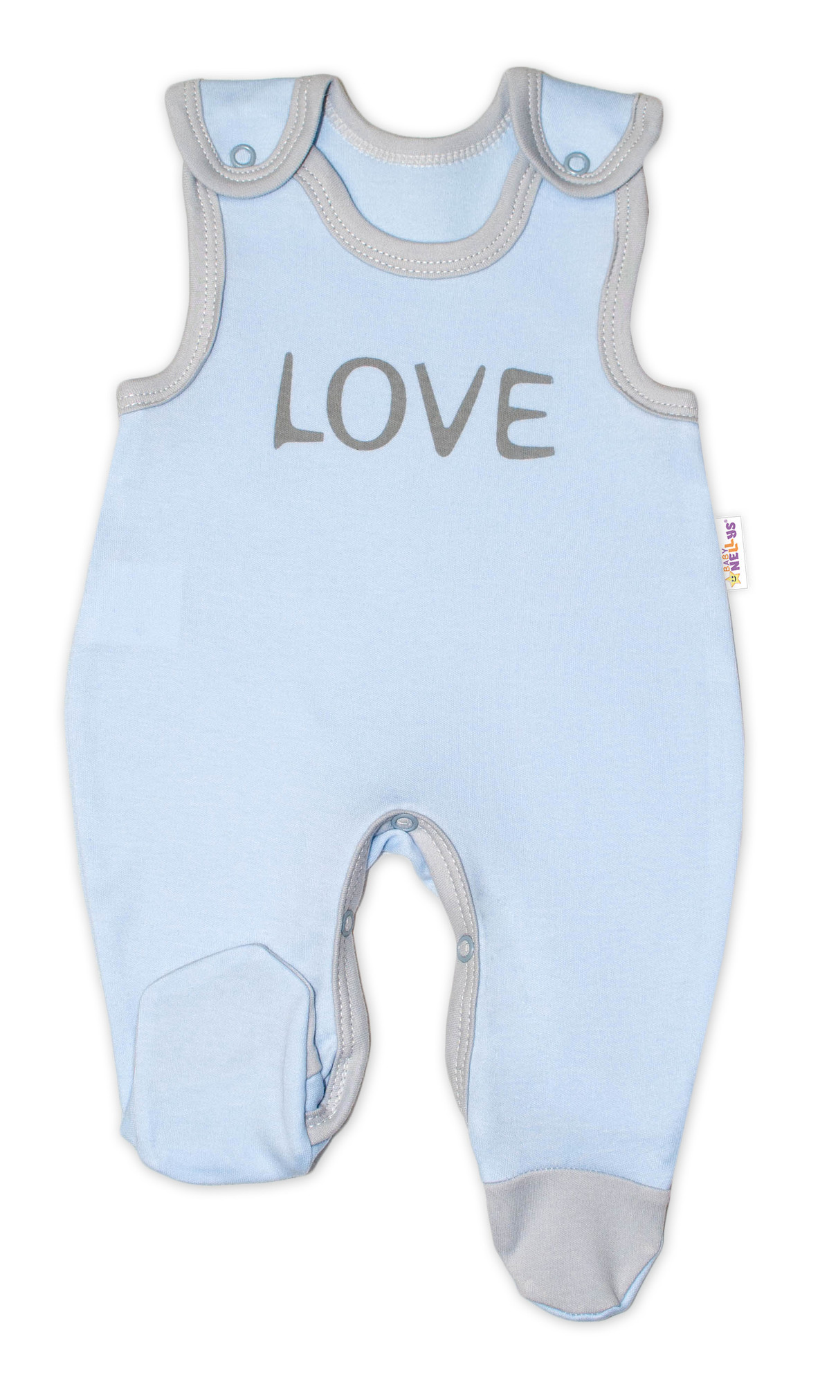Baby Nellys Kojenecké bavlněné dupačky Love - modré vel. 68 Baby Nellys