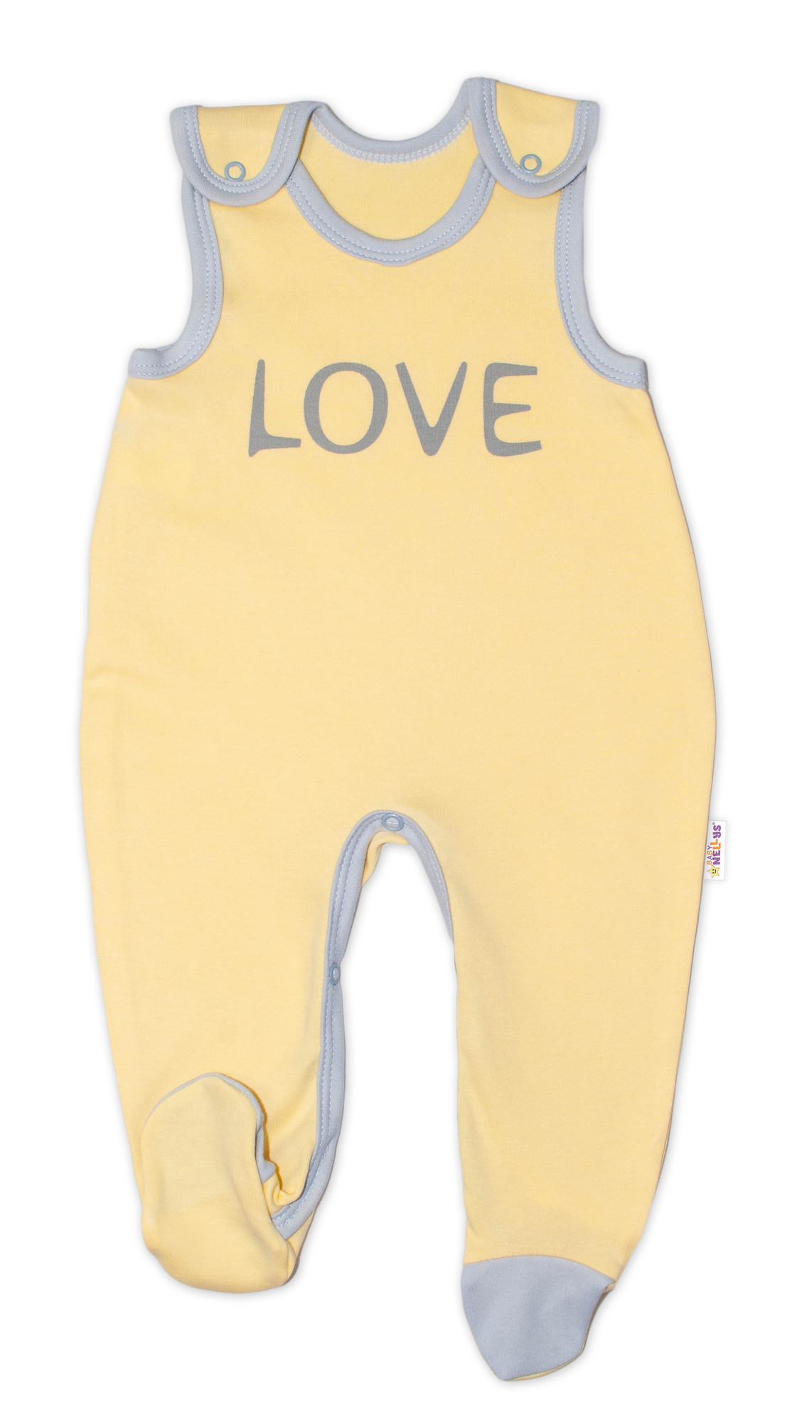 Baby Nellys Kojenecké bavlněné dupačky Love - žluté vel. 62 Baby Nellys