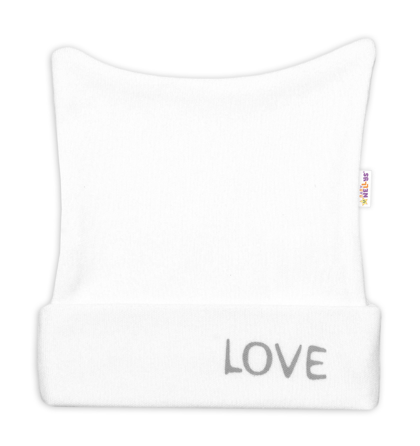 Baby Nellys Novorozenecká čepička Love - bílá vel. 56 Baby Nellys