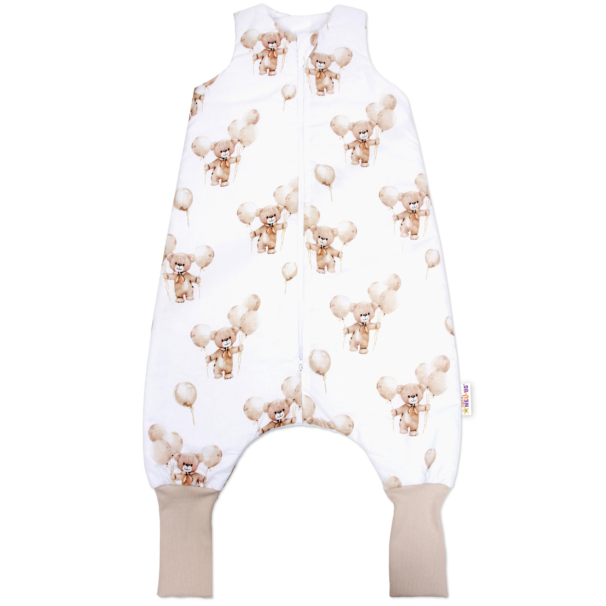 Baby Nellys Spací vak se zahrnovacími nohavičkami Teddy Ball