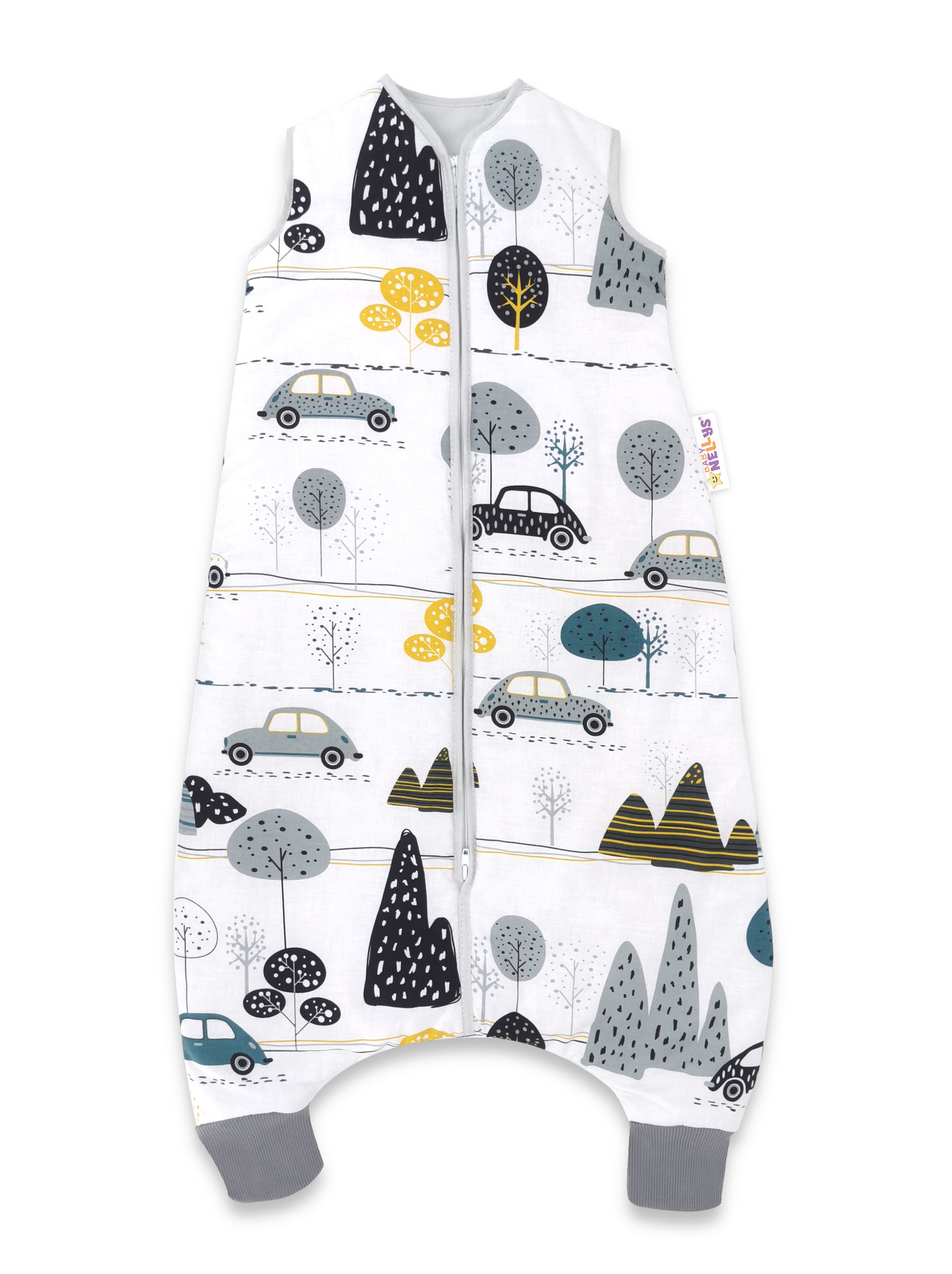 Baby Nellys Teplejší spací vak s nohavičkami Auta v aleji - zelená Baby Nellys