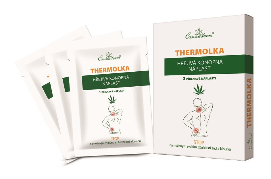 Cannaderm Thermolka Hřejivá konopná náplast 3 ks Cannaderm
