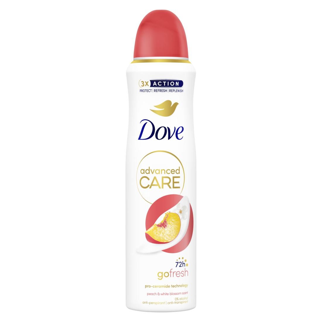 Dove Advanced Care Broskev antiperspirant ve spreji 150 ml Dove