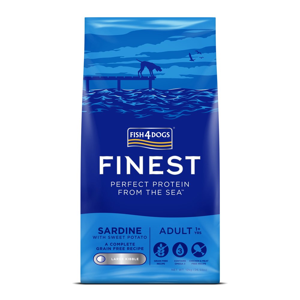 Fish4Dogs Granule velké pro dospělé psy Finest sardinka se sladkými bramborami 12kg
