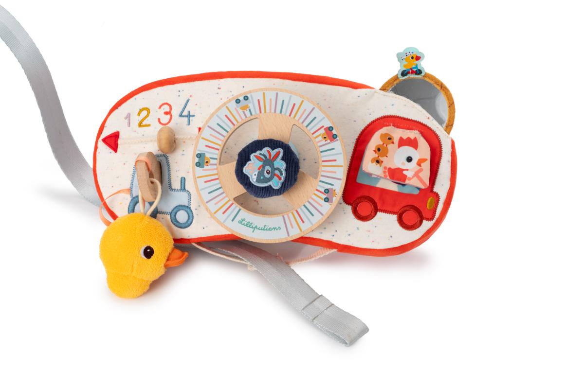 Lilliputiens textilní panel s volantem - farmářské auto Lilliputiens