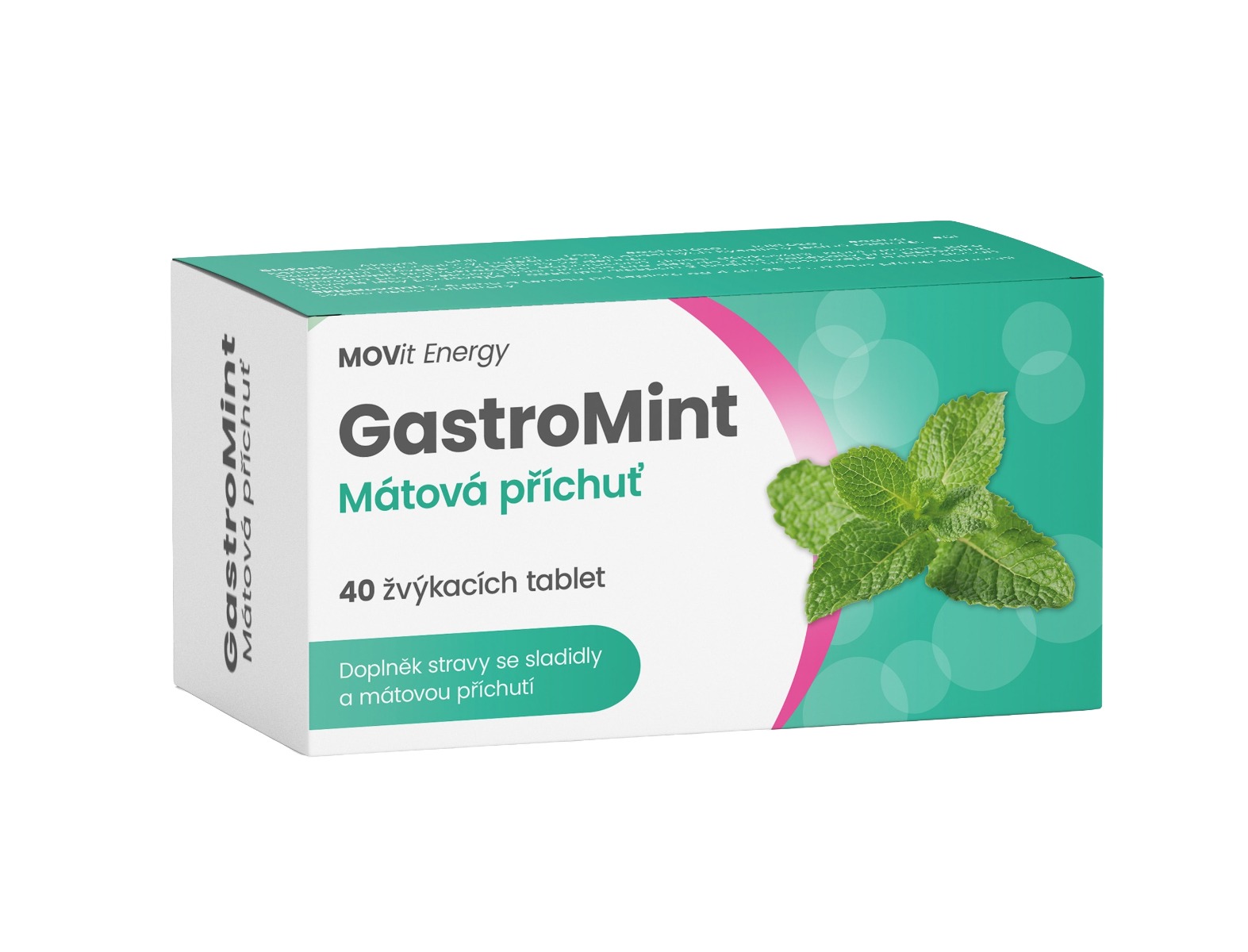 MOVit Energy GastroMint Mátová příchuť 40 žvýkacích tablet MOVit Energy