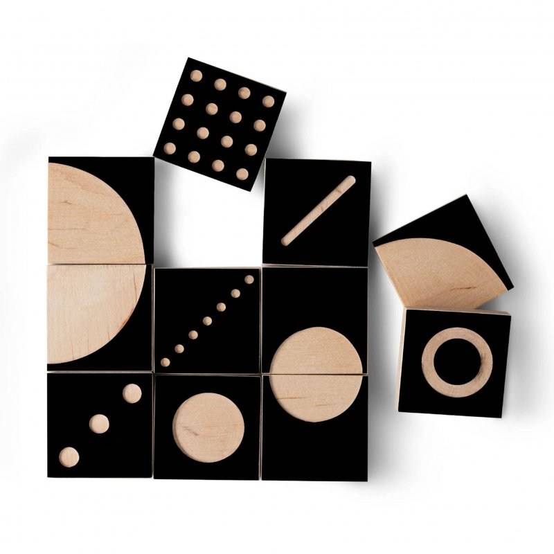 Milin dřevěné kontrastní kostky Milin