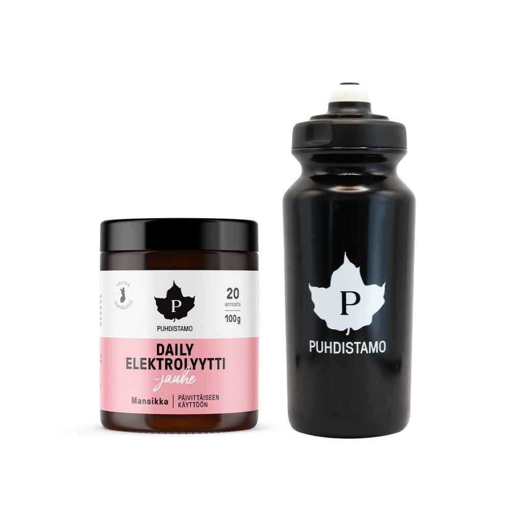 Puhdistamo Daily Electrolyte Powder jahoda 100 g + láhev 500 ml ZDARMA Puhdistamo