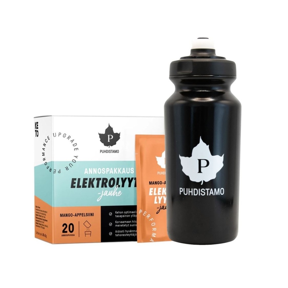 Puhdistamo Electrolyte Powder mango orange 20x5 g + láhev 500 ml ZDARMA Puhdistamo