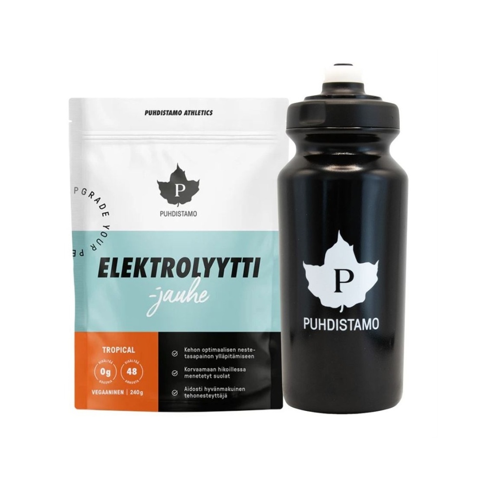 Puhdistamo Electrolyte Powder tropical 240 g + láhev 500 ml ZDARMA Puhdistamo