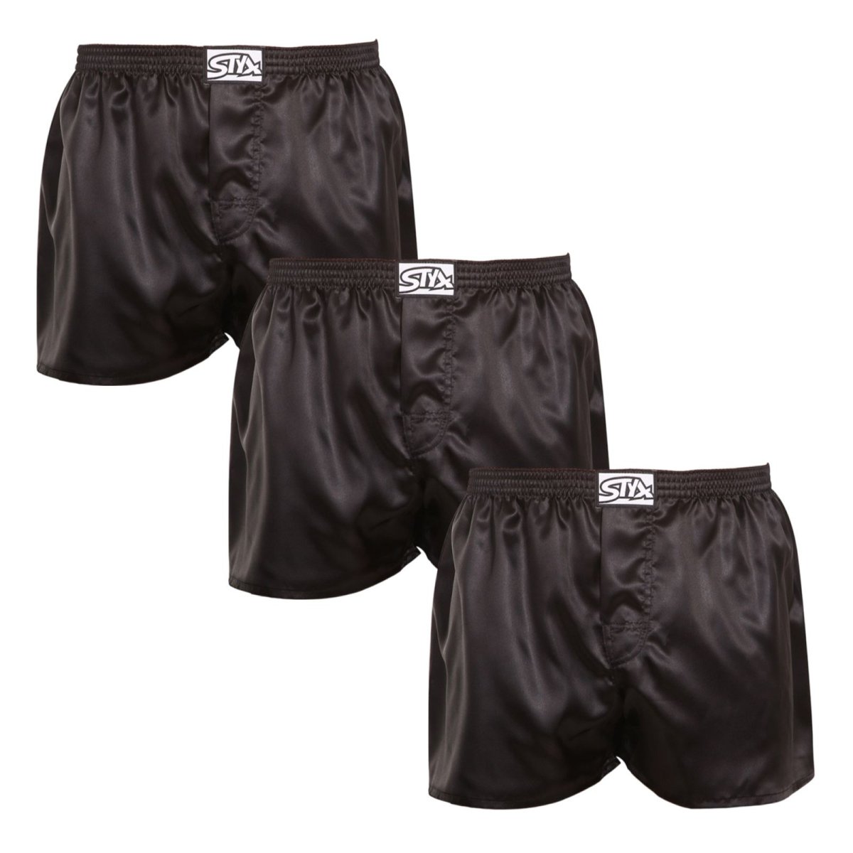 Styx 3PACK pánské trenky klasická guma saténové černé (3C0960) S Styx