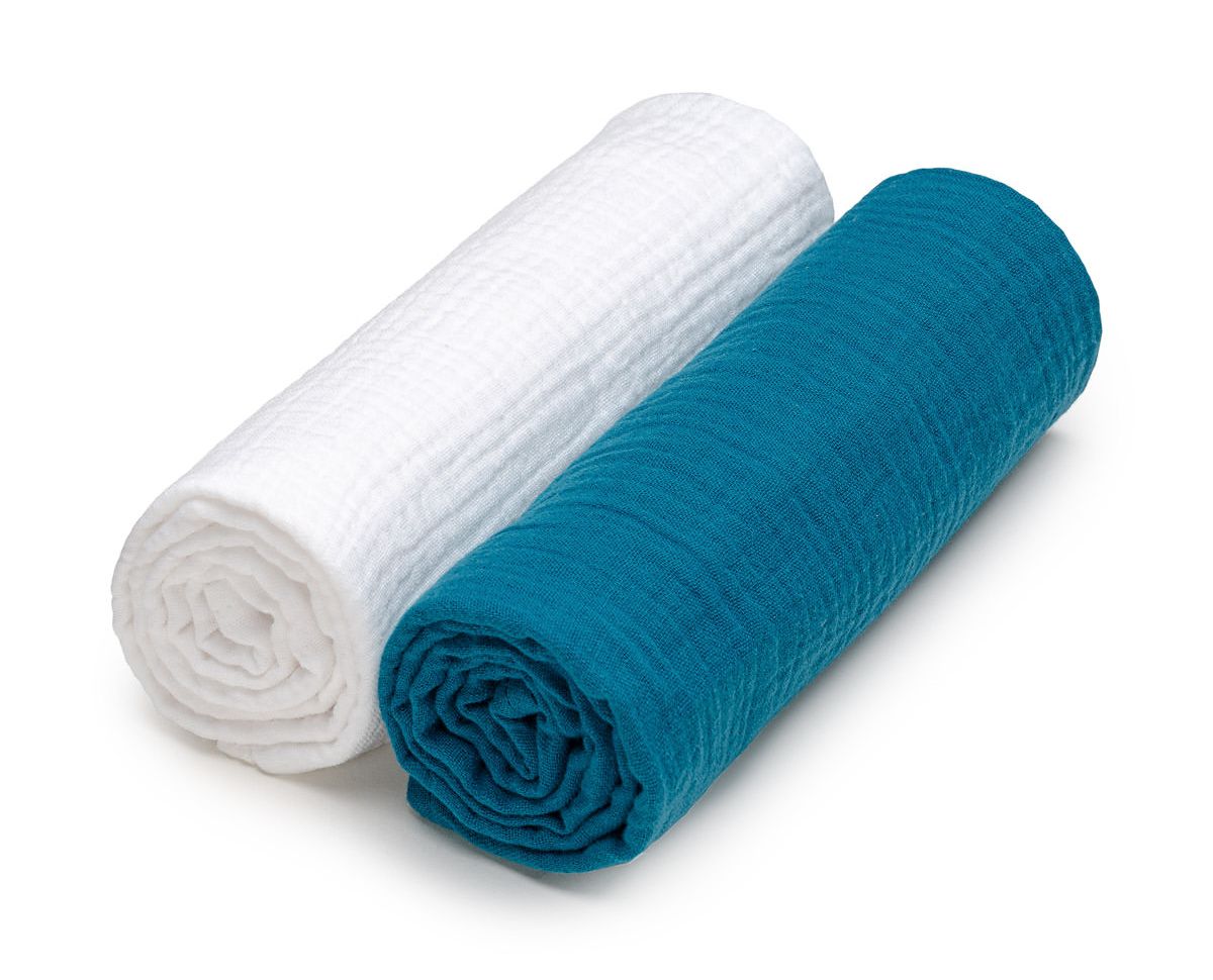 T-tomi BIO Mušelínové pleny 2 ks white + petrol T-tomi