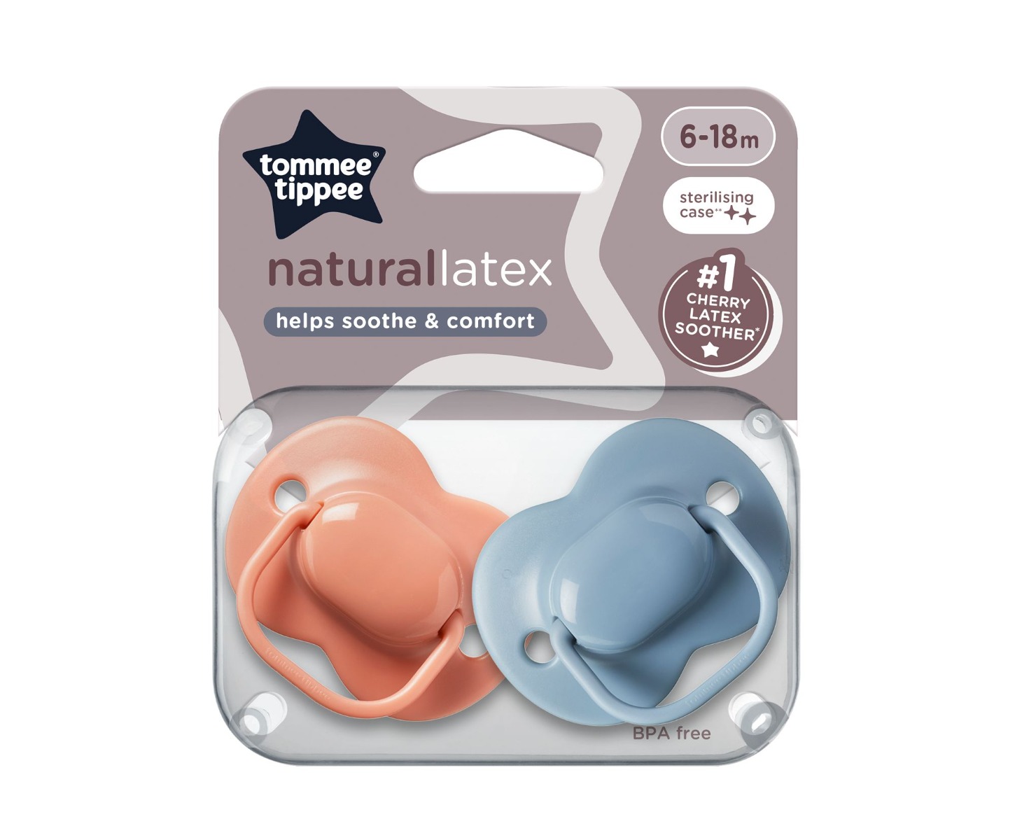 Tommee Tippee Dudlík Cherry latex 6-8m 2 ks růžová-modrá Tommee Tippee