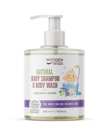 WoodenSpoon Dětský sprchový gel a šampon 2v1 s bylinkami 300 ml WoodenSpoon
