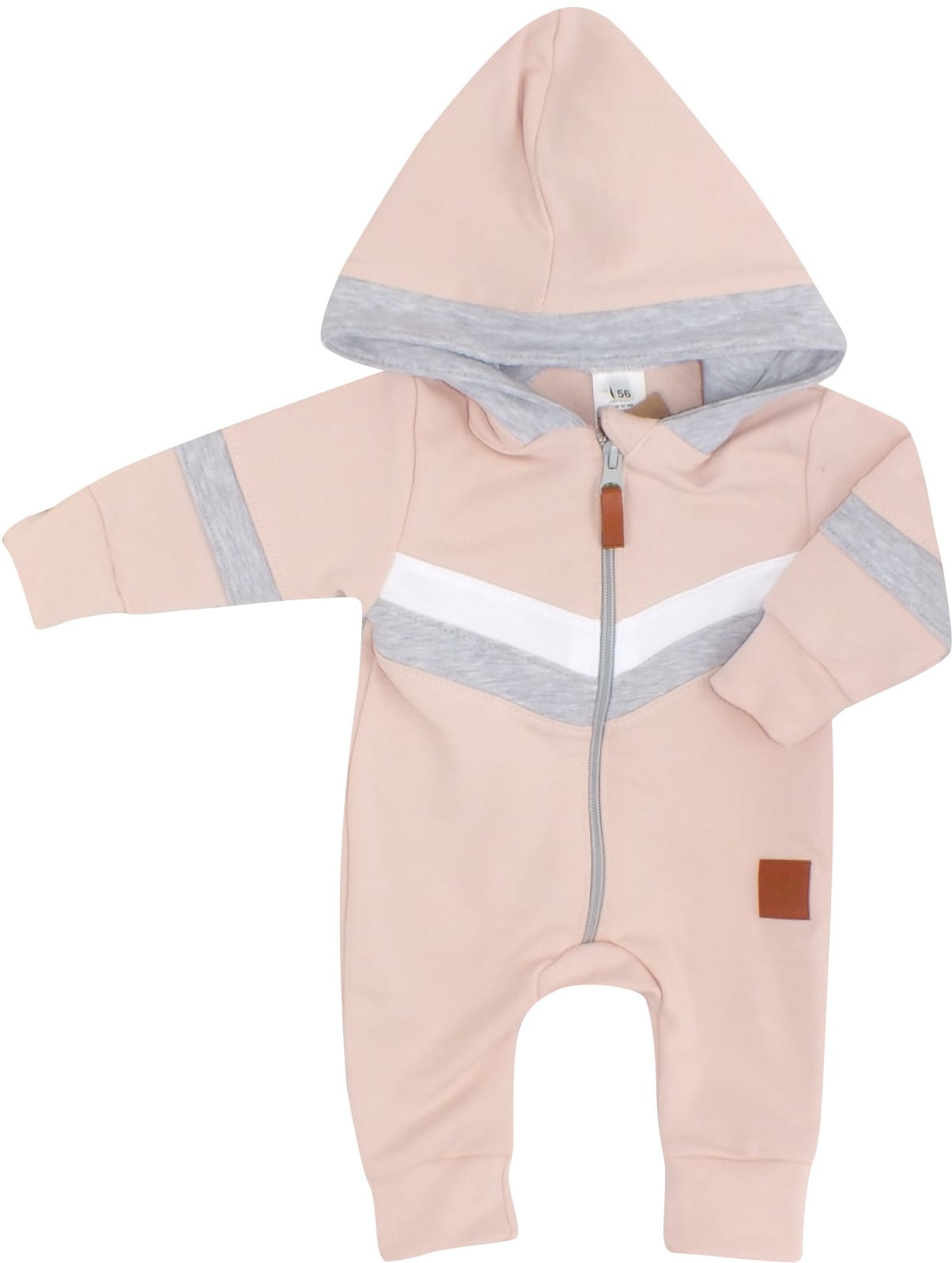 Z&Z Bavlněný kojenecký overal na zip s pruhy SPORT - růžový vel. 68 Z&Z