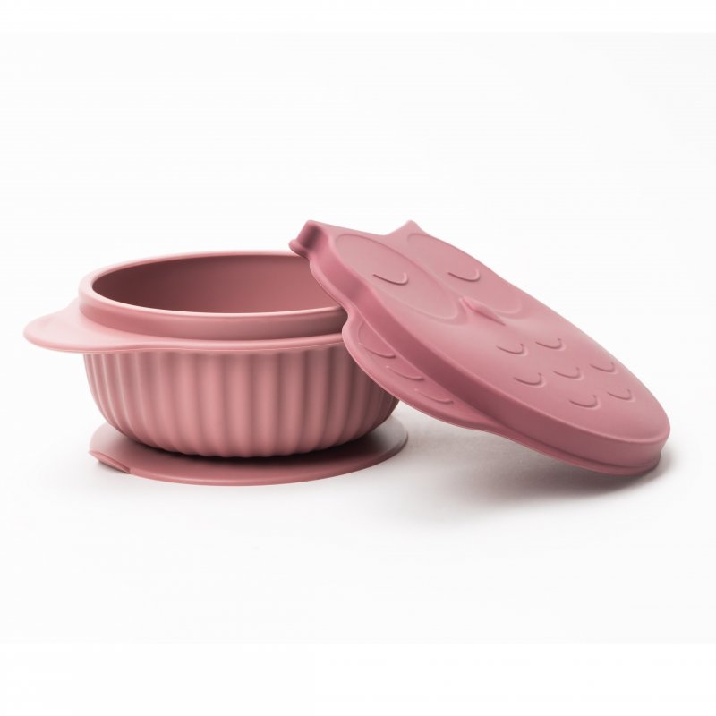 innoGIO silikonová miska s víčkem GIOfresh Owl Pink innoGIO